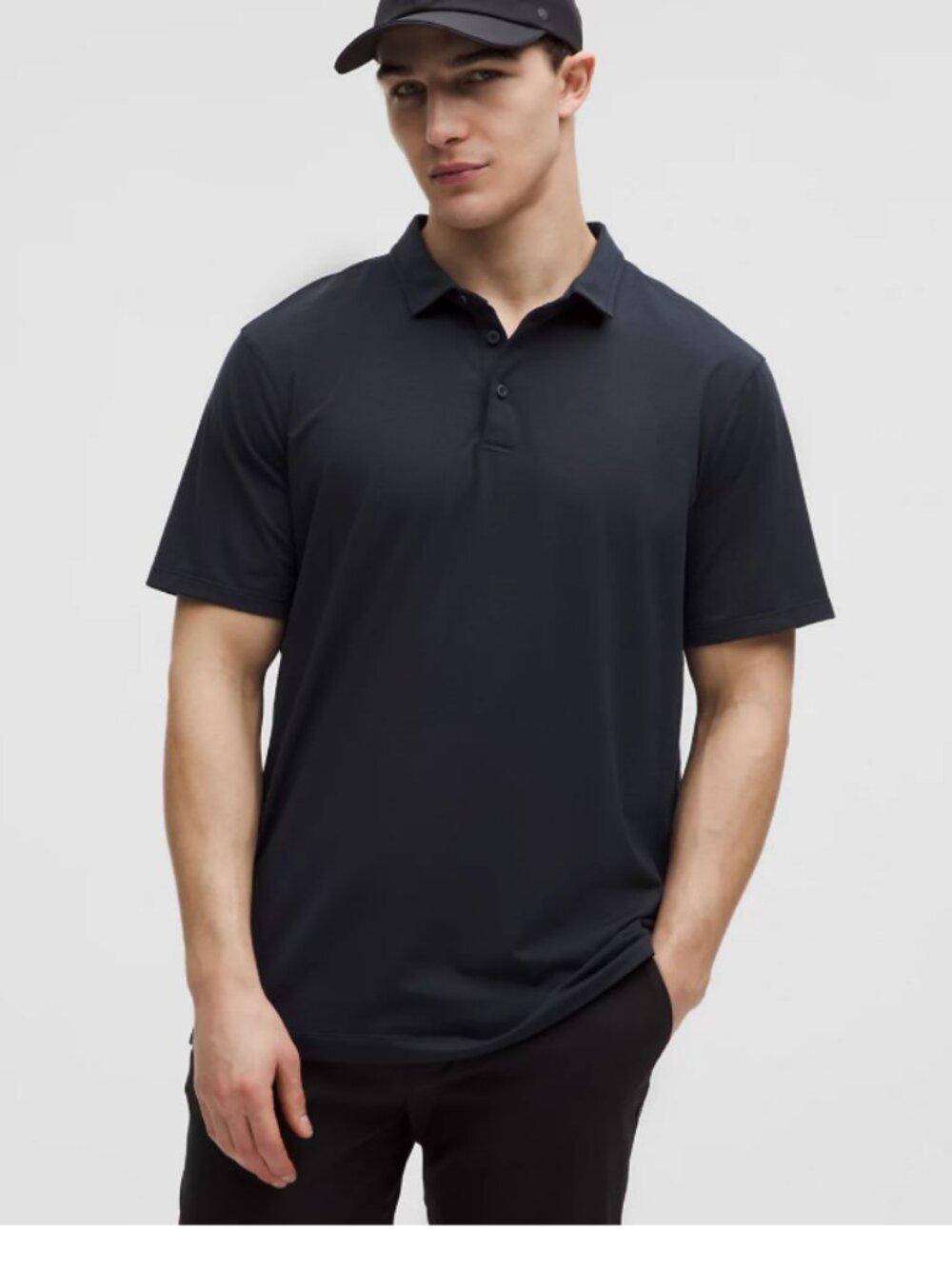 Lululemon Men's Black Short-Sleeve Polo Shirt m medium